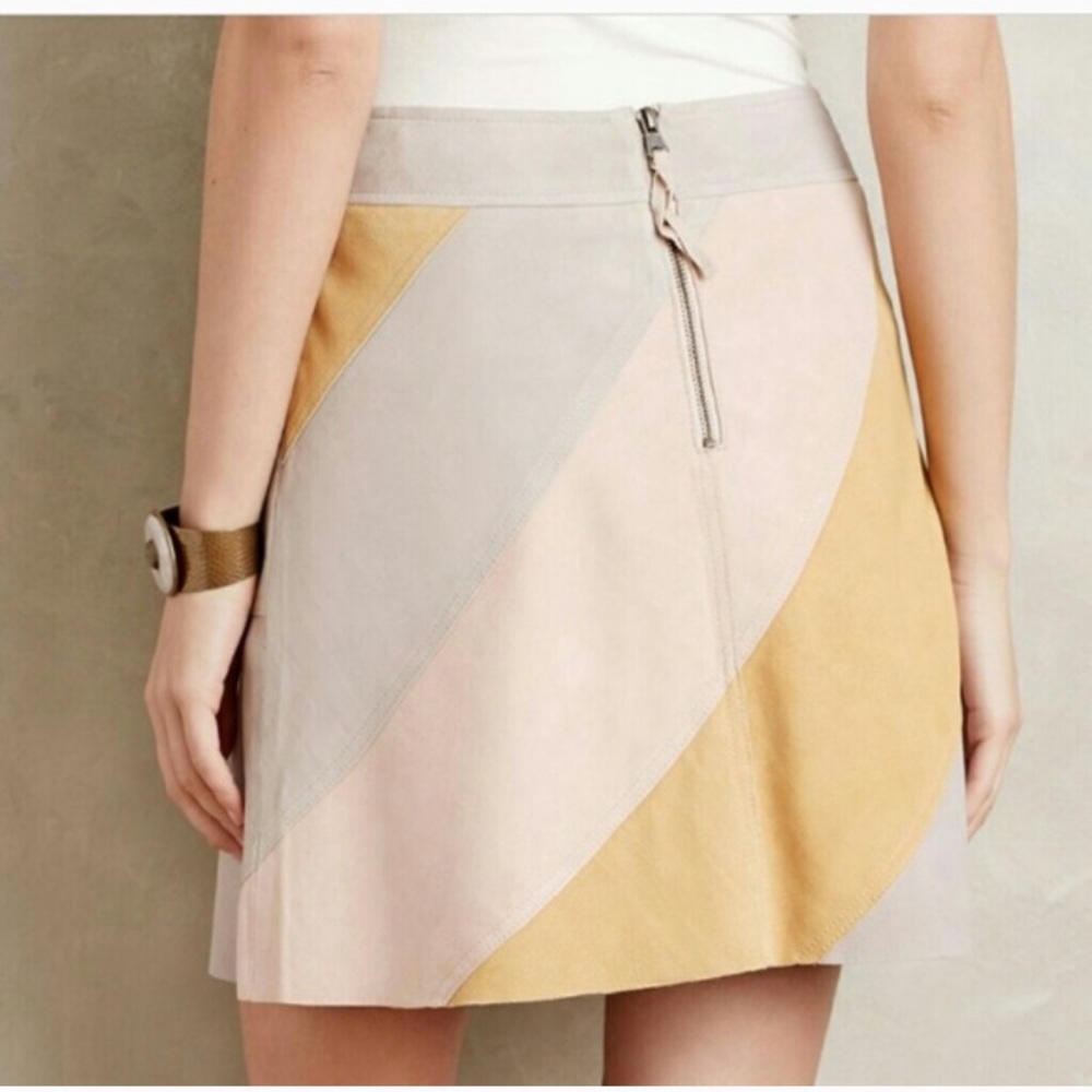 Anthropologie Suede Colorblock Mini Skirt NWOT - Picture 3 of 6